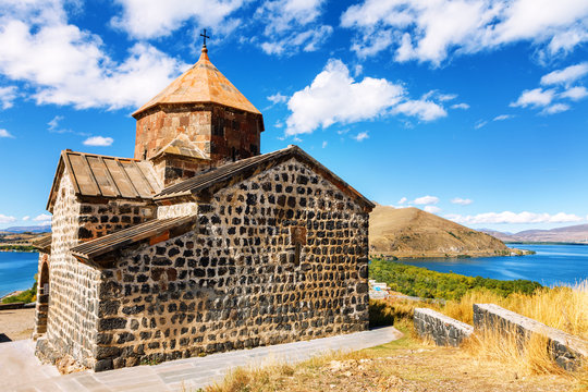 Scenic view of an old Sevanavank church in Sevan, Armenia