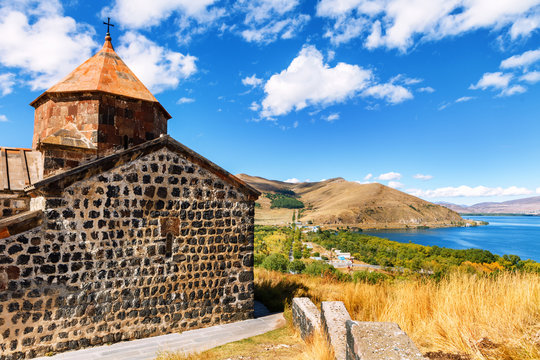 Scenic view of an old Sevanavank church in Sevan, Armenia