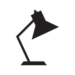 Simple flat desk lamp icon, grayscale on white background