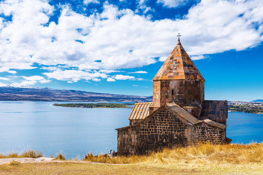 Scenic view of an old Sevanavank church in Sevan, Armenia