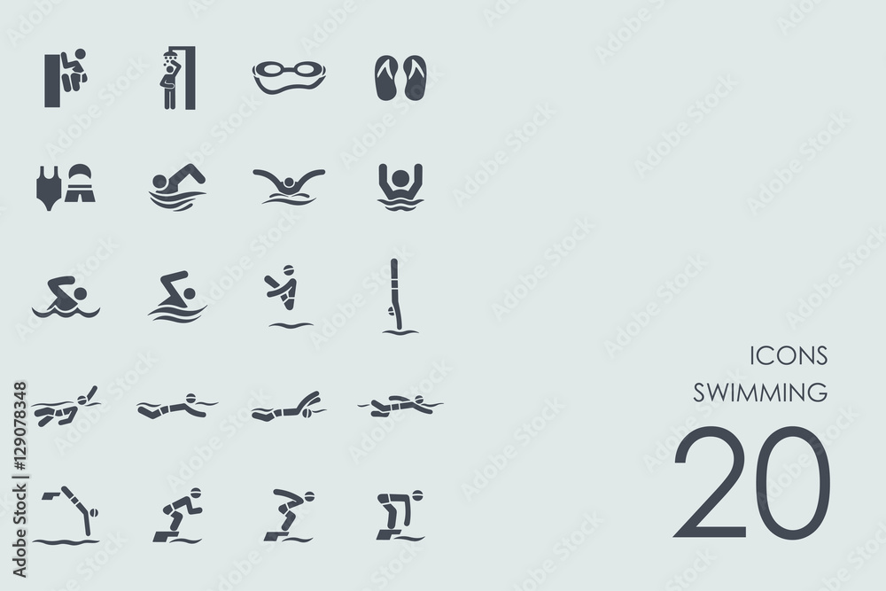 Wall mural Set of swimming icons