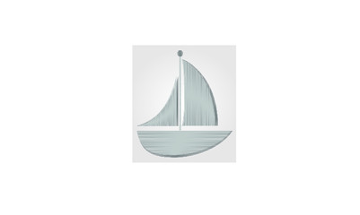 Gray sailing boat on background