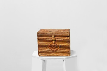 The box bamboo isolated on grey background.