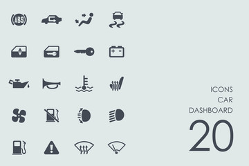 Set of car dashboard icons