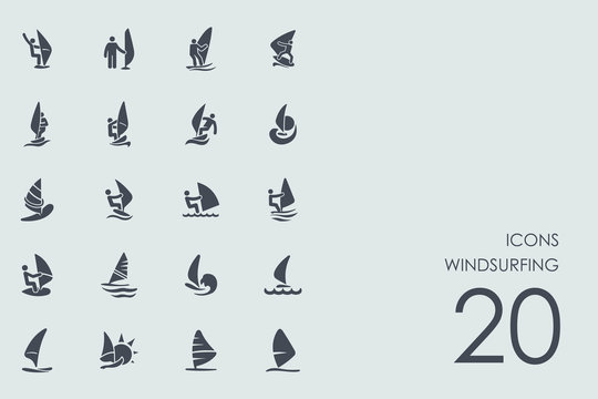 Set of windsurfing icons