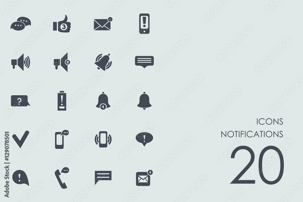 Wall mural Set of notifications icons