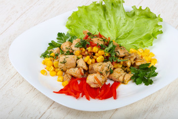 Roasted chicken with corn