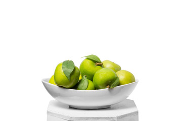 Green apple raw fruit on white background.