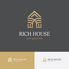 Linear golden house logo