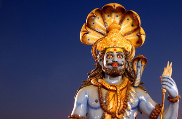 Closeup of Hindu God Shiva idol 