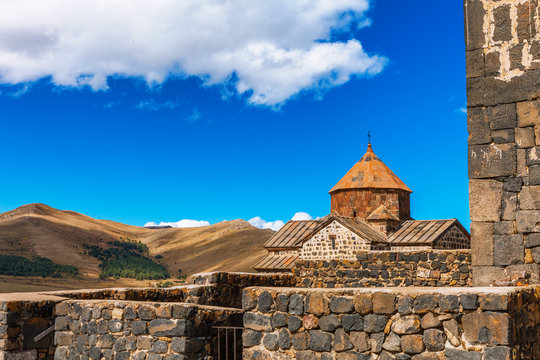 Scenic view of an old Sevanavank church in Sevan, Armenia