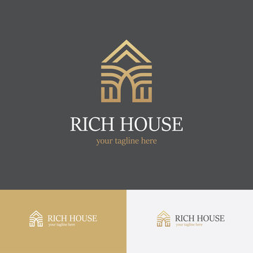 Linear golden house logo
