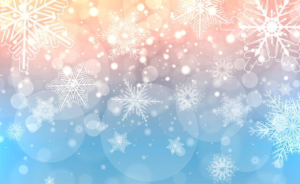 Christmas background with snowflakes, winter magic 