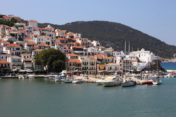 Fototapeta na wymiar Skopelos town, Skopelos island, Sporades island, Greek island, Thessaly, Aegean Sea, Greece