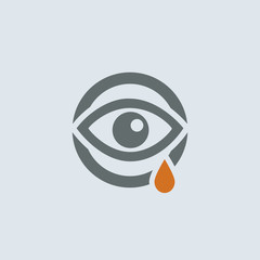 Gray-orange running eye with a tear round web icon