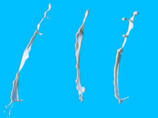 splashes of milk on a blue background. Collage