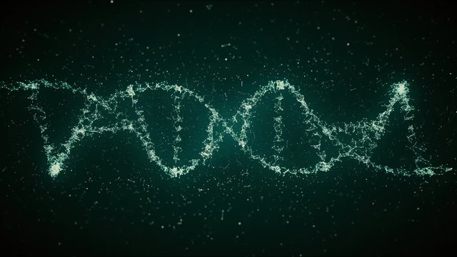 Looped Animated DNA Strand. Animation of DNA located horizontally. Perfect for background or individual elements in medical projects, presentations and research projects.