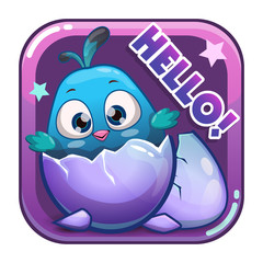 Cartoon app icon with funny bird.
