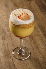 Vanilla Pudding with Strawberry and Walnuts