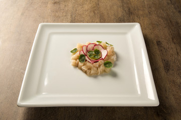 Sea bass fish tartar with radish - Sashimi