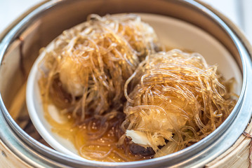 dim sum Sea Bass with vermicelli