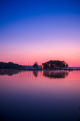 View of Ramsey Lake, Ontario, Canada during sunrise