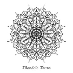mandala decorative ornament design for coloring page, greeting card, invitation, tattoo, yoga and spa symbol. Vector illustration