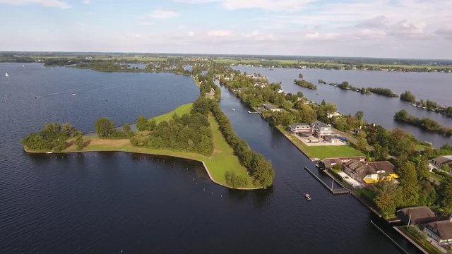 Peninsula in Dutch lake, aerial.