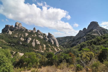 Fototapeta na wymiar Montserrat - multi-peaked rocky range located near the city of Barcelona in Catalonia, Spain. 