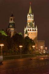Fototapeta premium Night landscape Kremlin and the river in Russia