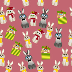 Naklejka premium cute rabbit with scarf