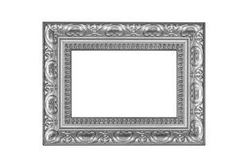 Silver picture frame isolated on white with clipping path.