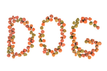 dry dog food isolated on white background