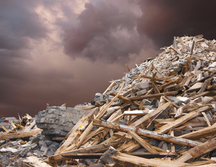 The destroyed building after a tornado.
