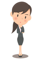 考える女性会社員