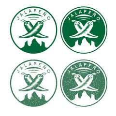 vector vintage labels set of hot jalapeno pepper