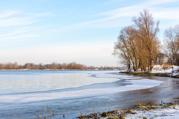 Obraz na płótnie Canvas Winter Trees Close to the Dnieper River