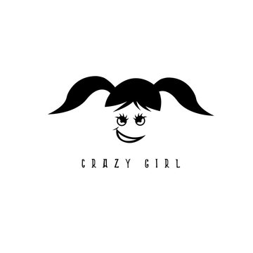 vector design template of crazy girl portrait