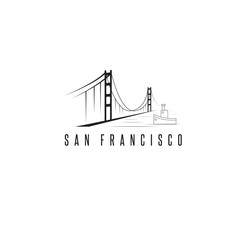 san francisco golden gate bridge vector design template illustra