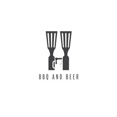 Fototapeta premium bbq tools and beer vector design template