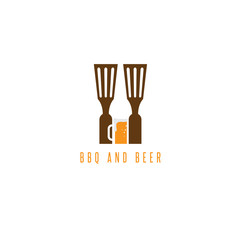 Fototapeta premium bbq tools and beer vector design template