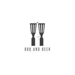 bbq tools and beer vector design template