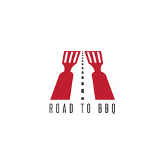 road to bbq negative space vector concept