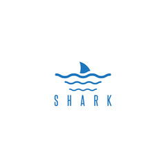 vector design template of the shark fin and waves