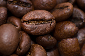 Closeup coffee beans background