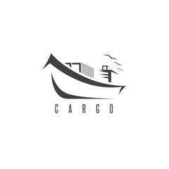 simple icon of ship with containers vector design template