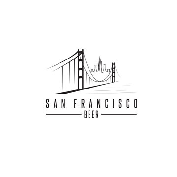 san francisco golden gate bridge with beer bottles vector design