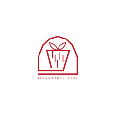 strawberry farm simple icon vector design template