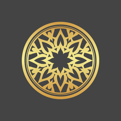 Abstract element for design, gold flower, star, mandala, decoration