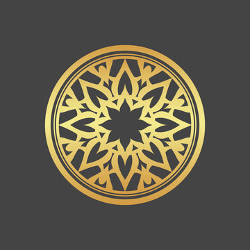 Abstract element for design, gold flower, star, mandala, decoration